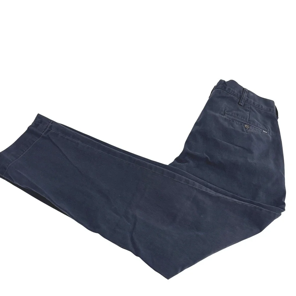 Polo Ralph Lauren Chino Pants Men 34W x 28L Navy Blue Cotton Twill Straight Fit